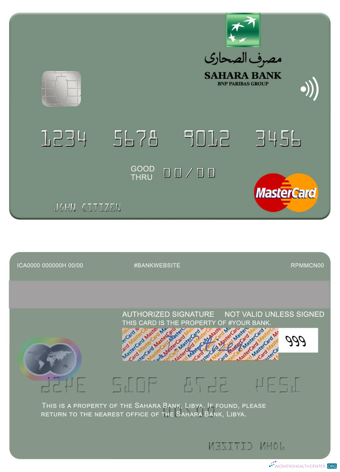 Download Libya Sahara Bank mastercard Photoshop template